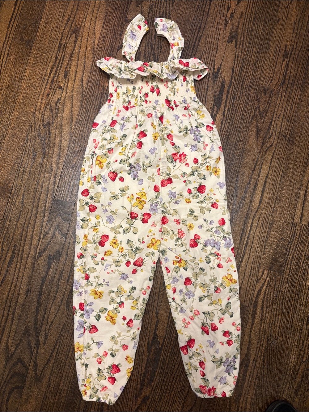 Polo Ralph Lauren Strawberry Print Ruffled Strap Jumpsuit